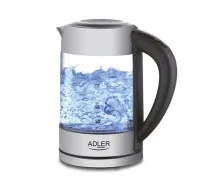 Adler Kettle AD 1247 With electronic control 1850 W 1.7 L Stainless steel/Glass 360° rotational base Stainless steel/Transparent