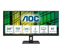 AOC Monitor U34E2M 34 " VA WQHD 21:9 100 Hz 4 ms 3440 x 1440 300 cd/m² HDMI ports quantity 2 Black
