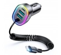 Car charger JOYROOM (JR-CL20) 4IN1 (2xUSB, 1xUSB-C 1.6M 57W) with lightning cable black