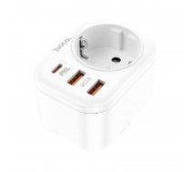 Charger HOCO NS3 (2xUSB; 1xUSB-C; 1xEU socket; 3A 20W) white