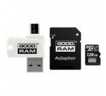 Atminas karte Goodram microSD 128Gb (class 10) + SD adapter + OTG karšu lasītājs (USB+microUSB)