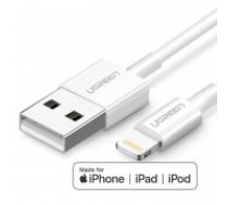 USB kabelis Ugreen US155 MFi USB to Lightning 2.4A 1.0m balts
