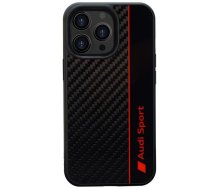 Audi Oglekļa šķiedras svītra iPhone 13 Pro Max 6.7" melns/melns cietais apvalks AUS-TPUPCIP13PM-R8/D1-BK