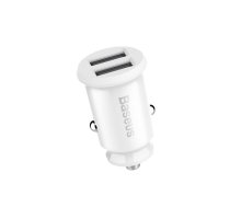 Baseus automašīnas lādētājs Grain 2x USB 3,1A balts