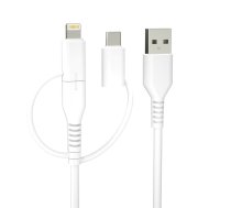 Forever pārstrādājams kabelis 3in1 1,5m 2,4A USB-A -USB-C+ microUSB + Lightning KR3W1-00 balts