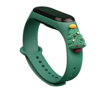 Siksna Xmas Xiaomi Mi Band 3 / 4 Ziemassvētku silikona siksna aproce ar Ziemassvētku eglīti - tumši zaļa