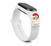 Siksna Xmas Xiaomi Mi Band 3 / 4 Ziemassvētku silikona siksna aproce ar Ziemassvētku vecīti - balta