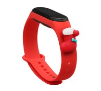 Siksna Xmas Xiaomi Mi Band 3 / 4 Ziemassvētku silikona siksna aproce ar zeķi - sarkana
