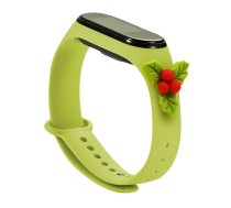 Siksniņa Ziemassvētkiem Xiaomi Mi Band 5 / 6 Ziemassvētku silikona aproce ar amoliņu - Zaļa