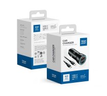 BLUE STAR automašīnas lādētājs 3A 30W Type C + USB A + kabelis Type C uz Type C PD QC3.0 AFC PPS melns