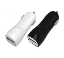 Auto lādētājs Tellos ar USB savienotāju (duālais) (1A+2A), balts