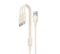 Dudao L7SE 3in1 USB-A - 2x USB-C / Lightning kabelis 66W 1.2m - bēšs