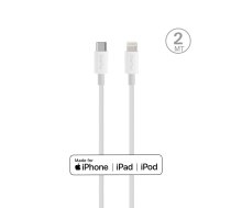 Puro Plain kabelis Apple ar MFI USB-C - Lightning 2.0 2.4A 2m - balts