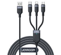 Joyroom S-A18 3in1 3,5A USB-A - Lightning+USB-C+MicroUSB kabelis 1,2 m - melns