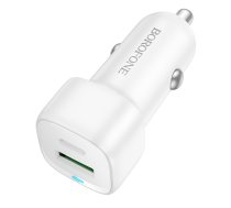 Borofone Auto lādētājs BZ34B Cloud - USB + C tipa - QC 3.0 PD 38W balts