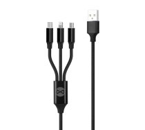 Forever 3in1 kabelis USB - Lightning + USB-C + microUSB 1,2 m 2A melns
