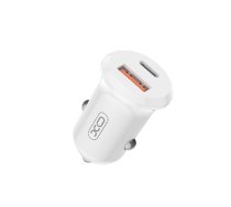 XO car lādētājs CC69 PD 30W QC 1x USB 1x USB-C balts