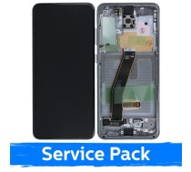 LCD displejs saderīgs ar Samsung G980 (G981) S20 ar rāmi / Cosmic Gray / (Service Pack)