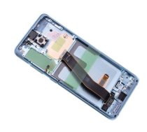 LCD ekrāns Samsung G981F/G980F S20 ar skārienjutīgo ekrānu un rāmi Cloud Blue oriģināls (service pack)