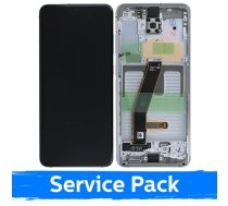 LCD displejs saderīgs ar Samsung G980 (G981) S20 ar rāmi / Cloud White / (Service Pack)