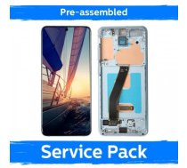 LCD displejs, saderīgs ar Samsung G980 (G981) S20, ar rāmi / Cloud Blue / (iepriekš salikts Service Pack)