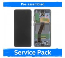 LCD displejs, saderīgs ar Samsung G980 (G981) S20, ar rāmi / Cosmic Gray / (iepriekš salikts Service Pack)