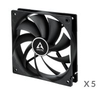 ARCTIC F12, 3-pin, 120mm, Maciņš Fans, melns, 5 pcs