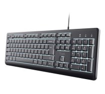 Trust Primo izgaismota tastatūra mājas/biroja USB QWERTY US English melna
