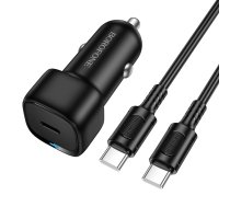 Borofone Auto lādētājs BZ34A Cloud - C tipa - PD 20W ar C tipa lādētāju uz C tipa lādētāju melns