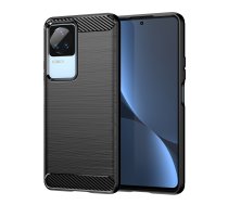 Viedtālruņa apvalks Xiaomi Poco F4 5G - oglekļa šķiedras silikona apvalks melns