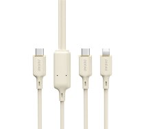 Dudao L7SF 2in1 USB-C - USB-C / Lightning kabelis 100W 1.2m - bēšs