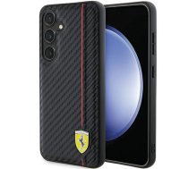 Ferrari Carbon Printed Line viedtālruņa apvalks Samsung Galaxy S24 - melns