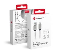 FORCELL F-ENERGY Metal C236 kabelis USB A uz Lightning 2,4A 12W 1 m sudraba