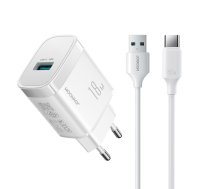 Joyroom JR-TF4 18W sienas lādētājs ar 3A USB-A - USB-C 1m kabeli - balts