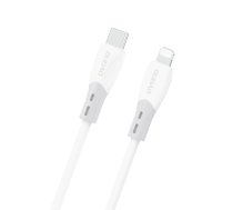 Dudao L25SX 30W USB-C - Lightning kabelis ar mīkstu silikona apvalku 2m - balts