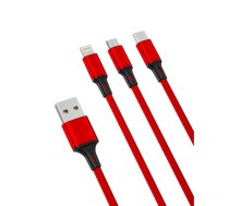 XO kabelis NB173 3in1 USB - Lightning + USB-C + microUSB 1,2 m 2,4A melns