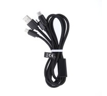 Maxlife 3in1 kabelis USB - Lightning + USB-C + microUSB 1,0 m 2,1A melnais neilons