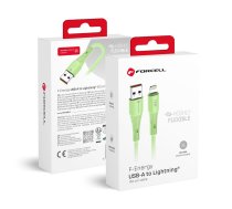 FORCELL F-ENERGY C343 kabelis USB A uz Lightning 2,4A 12W Silicone 1 m zaļš