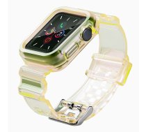 Silikona aproce siksniņa apvalks siksniņa gaismas komplekts Apple Watch 44mm - dzeltens