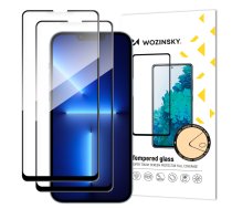 Wozinsky komplekts 2 gab. izturīgs pilna līmējuma pilns ekrāna tempered stikls ar rāmi, draudzīgs korpusam iPhone 14 Max / 13 Pro Max, melns