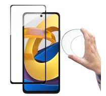 Wozinsky Pilns pārklājums Flexi Nano stikla plēve rūdītais stikls ar rāmi Xiaomi Poco M4 Pro 5G caurspīdīgs