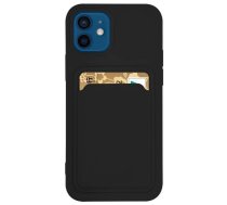 Viedtālruņa silikona apvalks ar kartes nodalījumu dokumentiem (Xiaomi Redmi Note 11 Pro+ 5G / 11 Pro) - melns