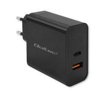 Qoltec 52381 Super Quick PD Lādētājs 90W 1x USB-C 1x USB-A Melns