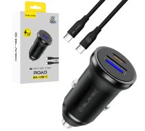 Blavec Auto lādētājs BS-01B-C Road - USB + Type C - QC 3.0 18W PD 20W ar Type C to Type C cable (CCBS01BCR-UCB) melns
