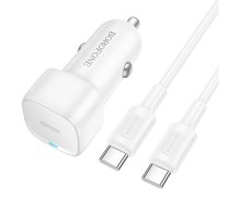 Borofone Auto lādētājs BZ34A Cloud - C tipa - PD 20W ar C tipa lādētāju uz C tipa lādētāju, balts