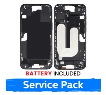 Apple iPhone 16 Plus vidējā rāmja korpuss + baterija / Melns / (Servisa iepakojums)