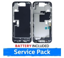 Apple iPhone 16 Pro Max vidējā rāmja korpuss + baterija / Melnais titāns / (Servisa iepakojums)