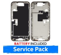 Apple iPhone 16 Pro Max vidējā rāmja korpuss + baterija / Baltais titāns / (Servisa iepakojums)