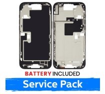 Apple iPhone 16 Pro vidējā rāmja korpuss + baterija / Melnais titāns / (Servisa iepakojums)