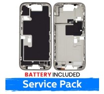 Apple iPhone 16 Pro vidējā rāmja korpuss + baterija / Baltais titāns / (Servisa iepakojums)